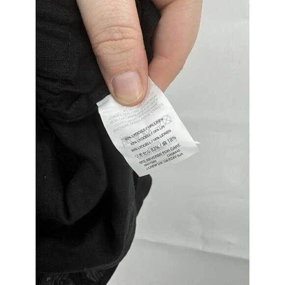 J. Crew Romper Women XS Black Linen Lyocell Blend Scalloped Minimalist Modern - Picture 7 of 9